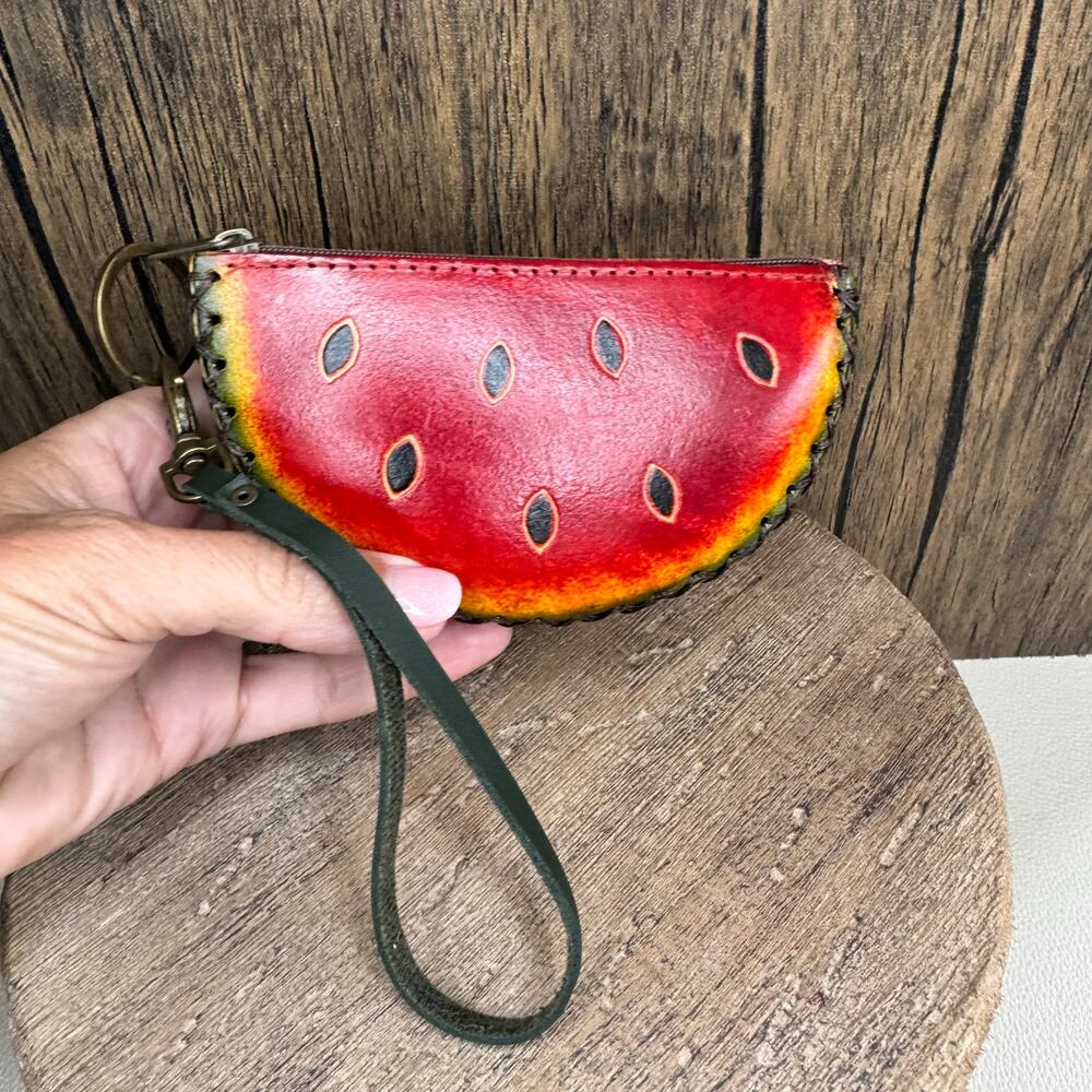Genuine Leather Wallet Wristlet Watermelon Coin Purse NEW FAST SHIP - Picture 8 of 8
